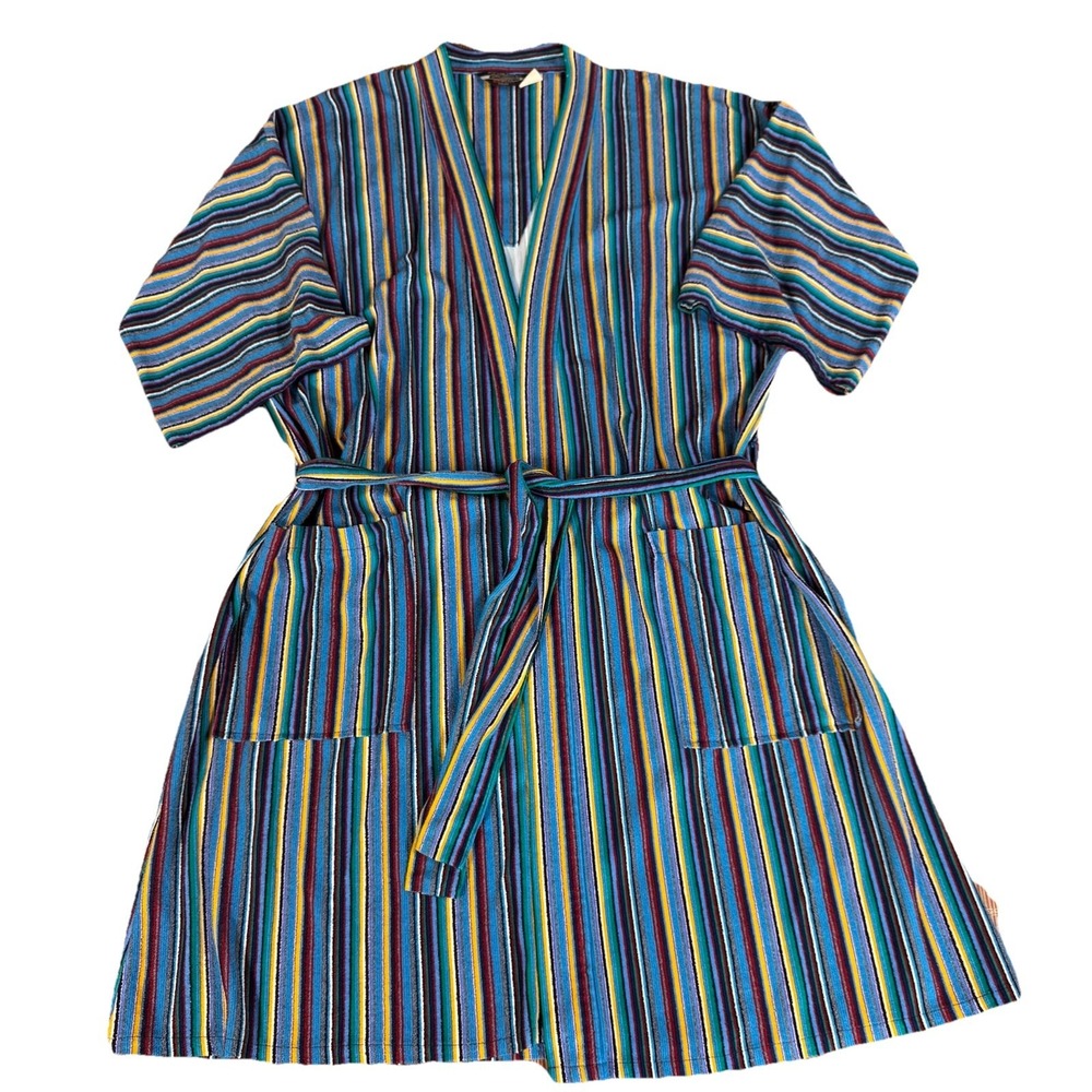 Robe Corporation of America Kabuki Coat Men's Striped House Robe Mod‎ Gogo 1960s